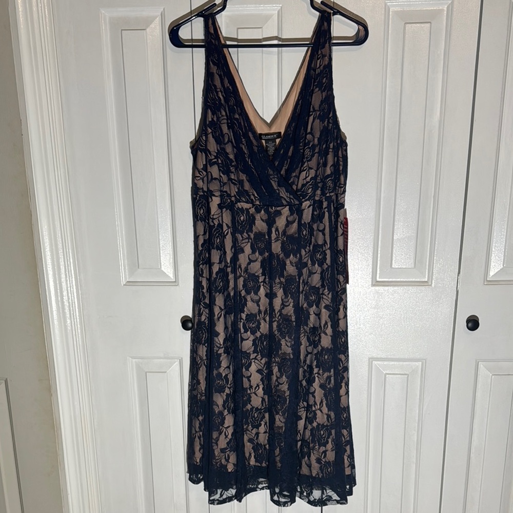 Glamour Navy Blue Lace Dress